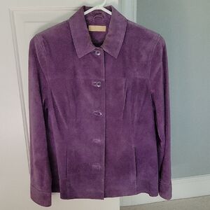 Suede Leather Kate Hill Lord&Taylor Lavender Blazer Jacket